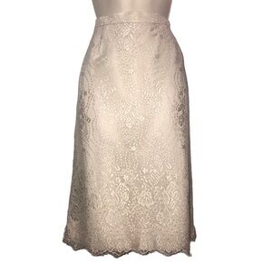 Cachet Ivory Lace Sheath Skirt Elegant Midi Satin Polyester Women’s 8